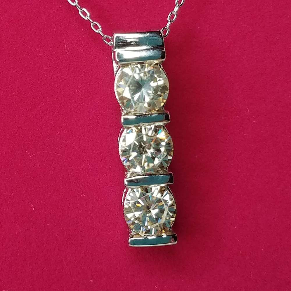 Moissanite 3 Stone Necklace